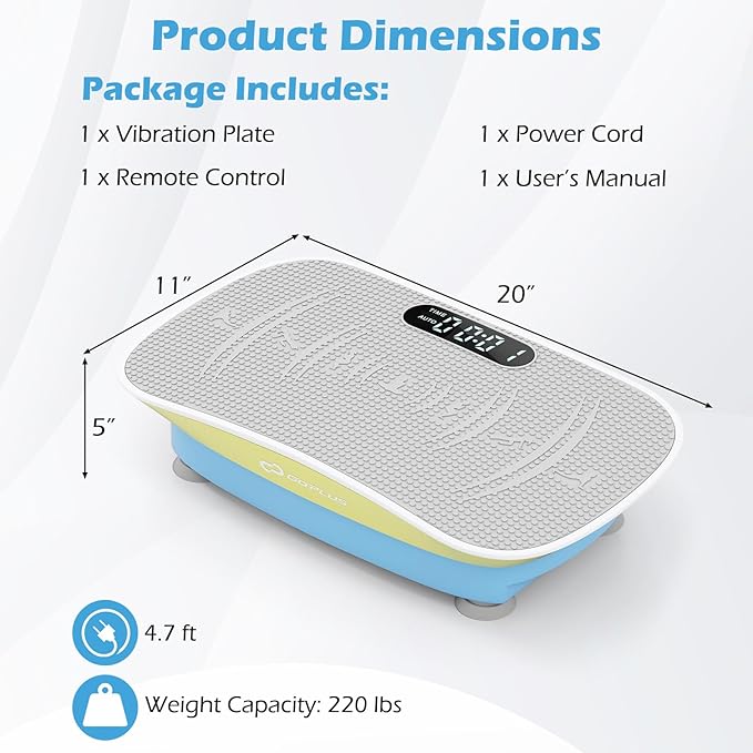 Goplus Vibration Plate Exercise Machine, Vibrating Platform for Lymphatic Drainage w/Remote, LED Display, Home Workout Full Body Shake Board for Weight Loss