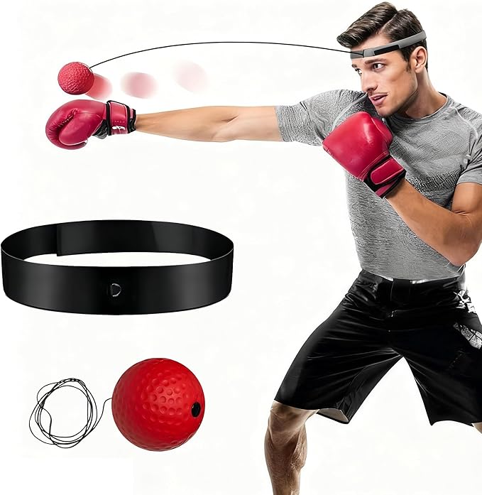Boxing Reflex Ball Headband Set - Includes 1 Ball and 1 Adjustable Headbands for Beginner Proficiency Improvement,Great Boxing Equipment Fun Fitness for All Ages