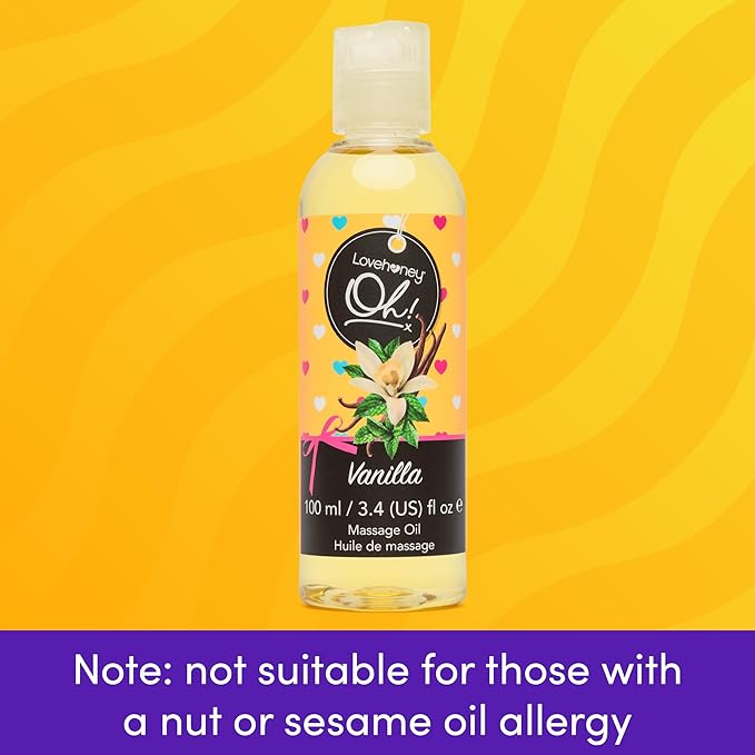 Lovehoney Vanilla Massage Oil - Infused with Essential Oils - Vegetarian Friendly - 3.4fl oz
