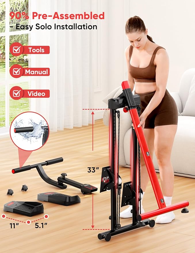 YOLEO Adjustable Resistance Stair Steppers for Exercise at Home, Folding Cardio Stairmaster with 3 Workout Modes & Oversized Pedal,90% Pre-Assembled Stair Climber with Handlebar for Full Body Workout