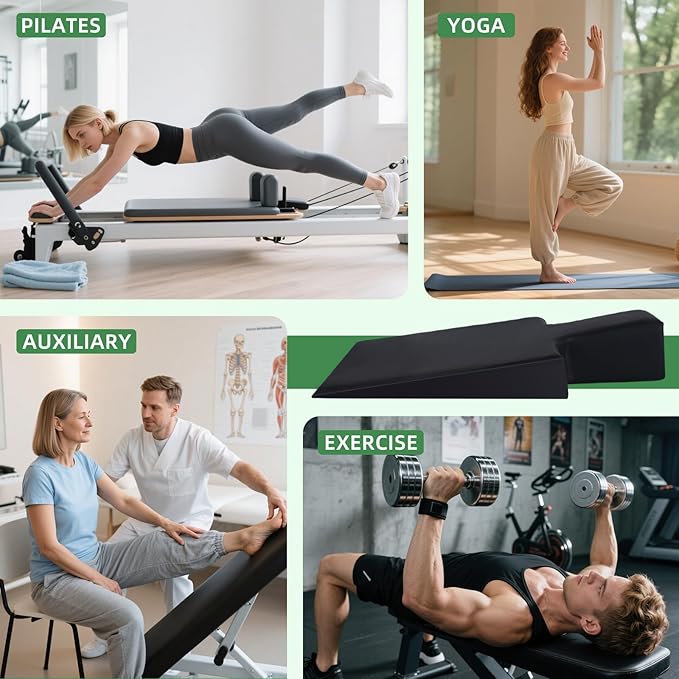 Pilates Wedge, Large Upholstered Wedge for Pilates Refromer, Pilates Reformer Wedge for Increased Strength and Stability, Wedge Pad for Home Gym Or Studio Use