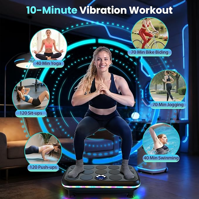 AXV Vibration Plate Fitness Platform Exercise Machine Vibrating Shaking Full Body Shaker Workout Vibrate Stand Shake Board Sport Gym for Weight Loss Fat Burner for Women Men (Pebble)