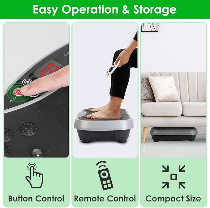 Vibration Exercise Machine with Resistant Bands Remote Control Whole Body Vibration Platform Workout Equipment Home Fitness Training Equipment for Weight Loss Fat Burner