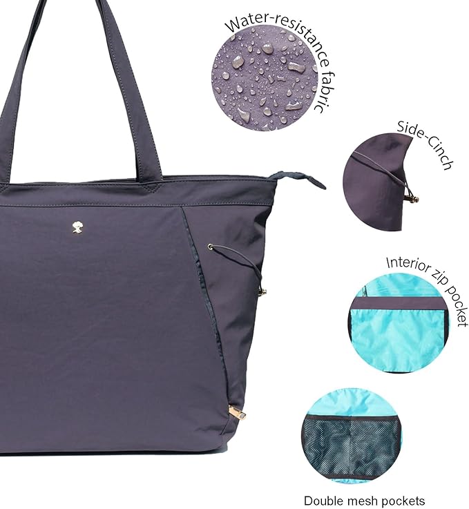 ESVAN Yoga Tote Bag for Women Shoulder Bags Drawstring for Office Workout Travel Carryall Pilates Gym and Beach
