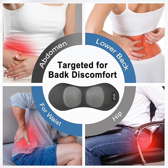 Triple Fusion Back Massager with Heat, Vibration and Smart Lift Support, Triple Fusion Massager with Ergonomic Memory Foam for Comfort and Relaxation, Ideal for Bed and Office Chair, Black