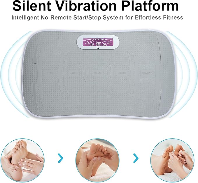 Full Body Vibration Platform, 10-Frequency Shaking Machine with Bluetooth Music Sync, LED Display, Durable ABS and Metal Frame, Non-Slip Silicone Pedals for Home Gym, Unisex Fitness
