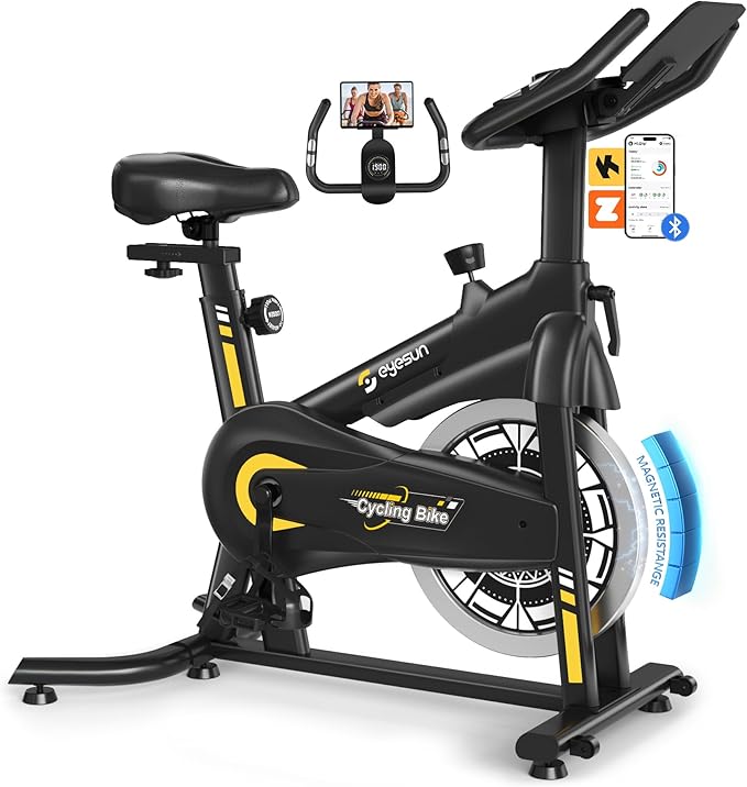 Exercise Bikes for Home,Spin Bike with Adjustable Magnetic,Brake Pad Resistance Silent Belt Drive,350lbs/300lbs Weight Capacity &Upgraded Version Seat for Home Cardio&Weight Loss(QM-530W)