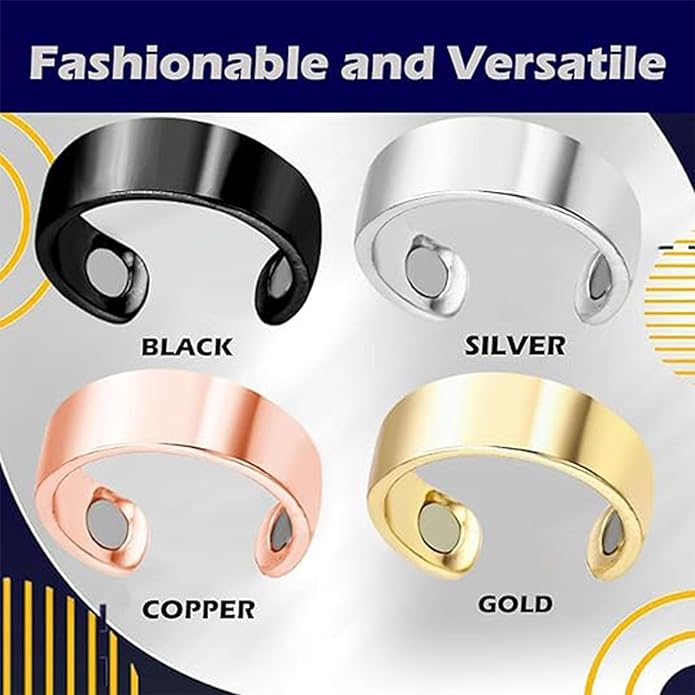 Auvulis Migraine Ring,Stainless Migraine Ring Suitable for Men and Women,Adjustable Fatigue Relief Sleep Aid Magnetic Acupressure Ring,Vitality Ring for Migraines