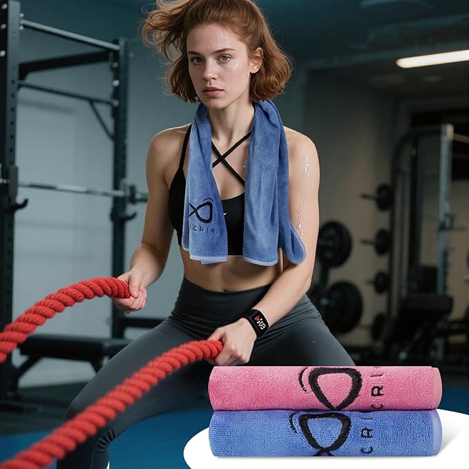 2 Pack Microfiber Gym Towels, 380 GSM 15"x31" Bigger Size Super Soft Quick-Drying Towels for Workout, Yoga, Fitness, Sports, Sweat Absorbent & Lightweight