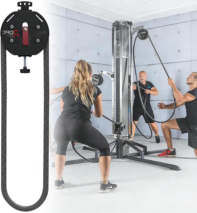 Endless Rope Trainer - Suspension Endless Rope Pulley, Adjustable Resistance Trainer Machine, Closed-Loop Nylon Rope, Cable Machine Home Gym for Grip, Arms Training Red