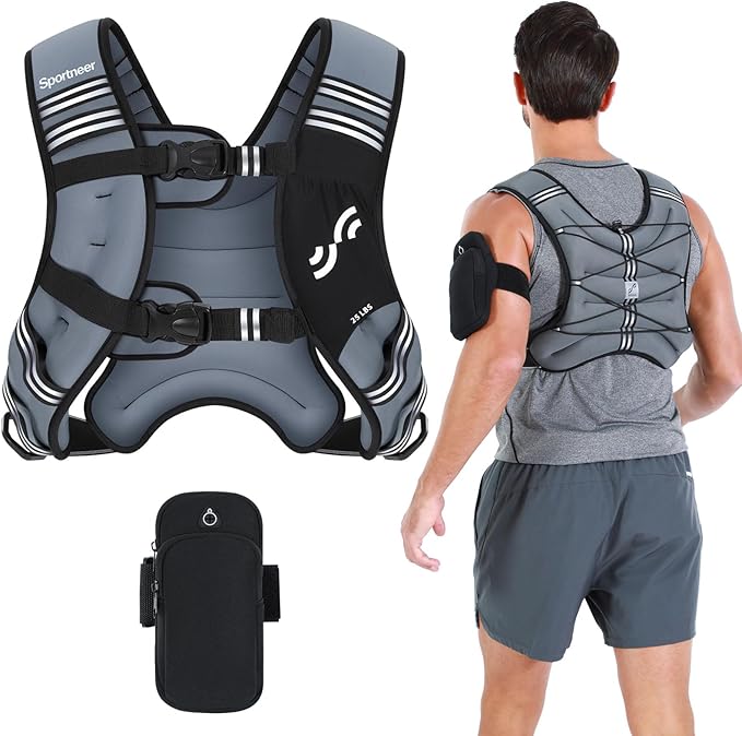 Sportneer Weighted Vest Woman: 8lb/12lb/15lb/20lb/25lb Weight Vest for Walking with Phone Bag, Adjustable Women Weighted Vest for Running Rucking Vest for Jogging Strength Training Weight Loss