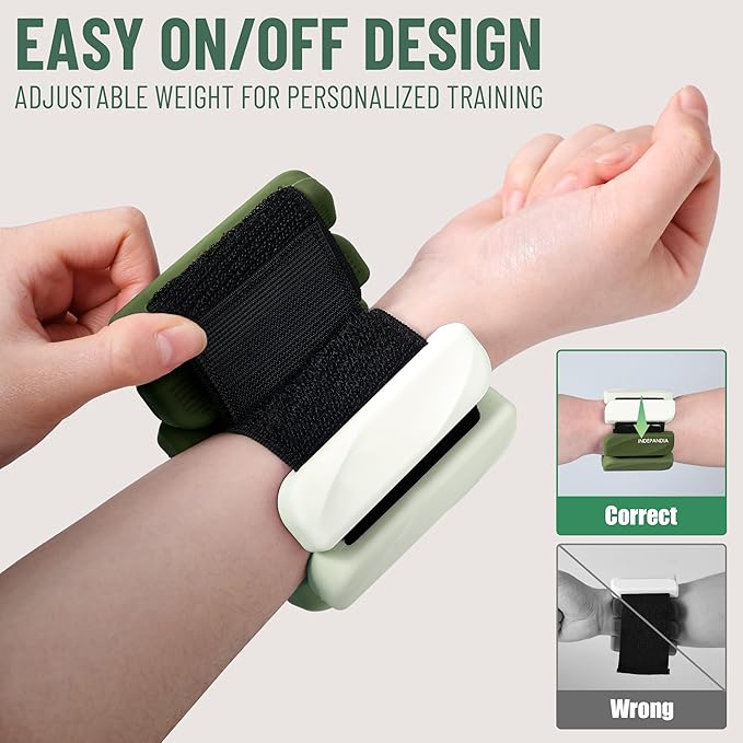 Wrist & Ankle Weights for Women and Men, 2lbs/4lbs Pairs Adjustable Silicone Weighted Bangles for Arm & Leg Workouts, Perfect for Pilates, Barre, Yoga, Walking & Home Fitness 24055