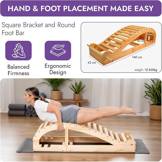 Iyengar Yoga Viparita Dandasana Bench – Wooden Back Bending Bench for Deep Stretching and Flexibility | Large Back Bender for Enhanced Support