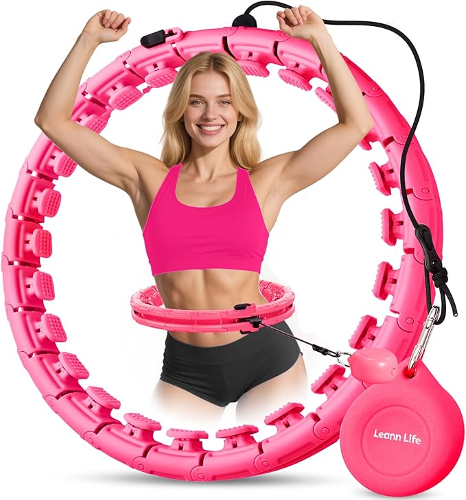 U1 Weighted Hula Hoop – 30 Knots 19"–61" Adjustable Waist, Magnetic Lock with Spring Massage Heads, Infinity Hoop Plus Size for Adults & Kids, Ab Workout, Weight Loss, Abdominal Toner