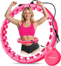 U1 Weighted Hula Hoop – 30 Knots 19"–61" Adjustable Waist, Magnetic Lock with Spring Massage Heads, Infinity Hoop Plus Size for Adults & Kids, Ab Workout, Weight Loss, Abdominal Toner