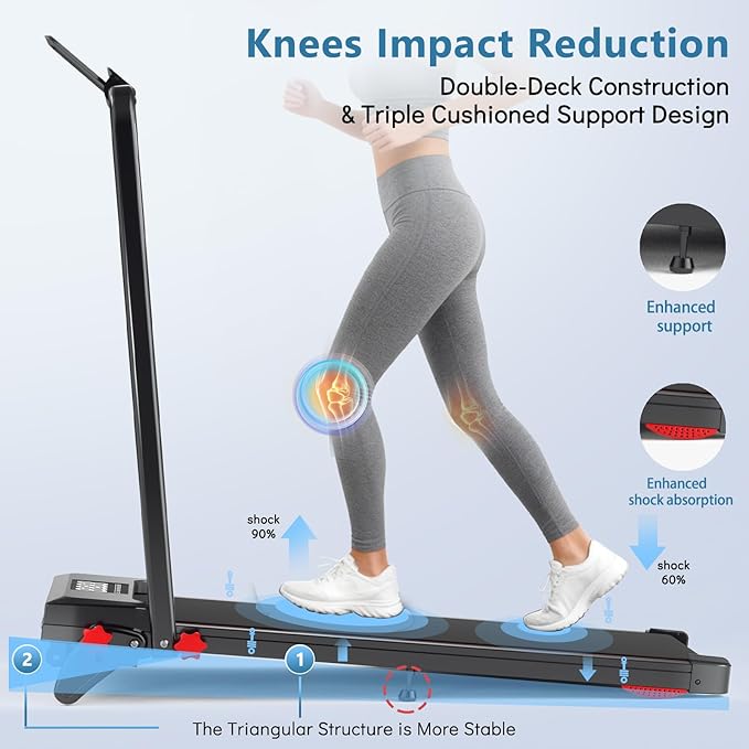 Walking Pad with Handle Bar and Incline, 3 in 1 Under Desk Treadmill with Hiking Mode, 2.5HP Low Noise Walking Treadmill Pad with Remote Control,Portable Treadmills for Home Office, Led Display