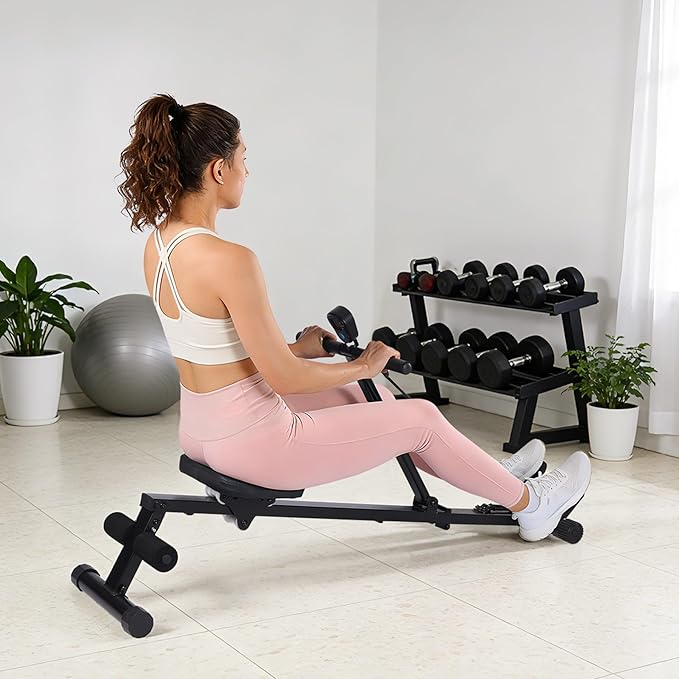 Rowing Machine for Home Use, Compact Rower Machine with LCD Display, 276 LB Capacity Heavy Duty Home Gym Equipment, Space-Saving Design, Perfect for Full Body Workout, Black