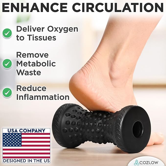 COZLOW - Foot Massager for Plantar Fasciitis Relief - Trigger Point Massage Roller for Feet Pain, Neuropathy, Heel Spur, Flat Arch - Portable Deep Tissue Muscle Therapy Tool for Sole, Calf, Hand, Arm