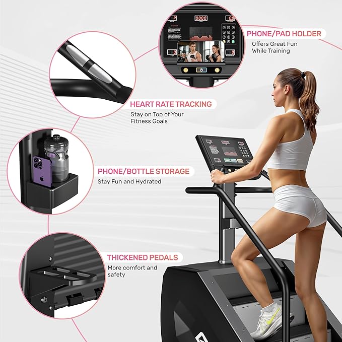 T1 Stair Stepper Machine, 550Lbs Commercial Grade Stair Climber for Home with 15 Resistance Level and LED Screen, Stepmill Exercise Machine for Cardio and Full Body Workouts, 24-164 Steps/Min