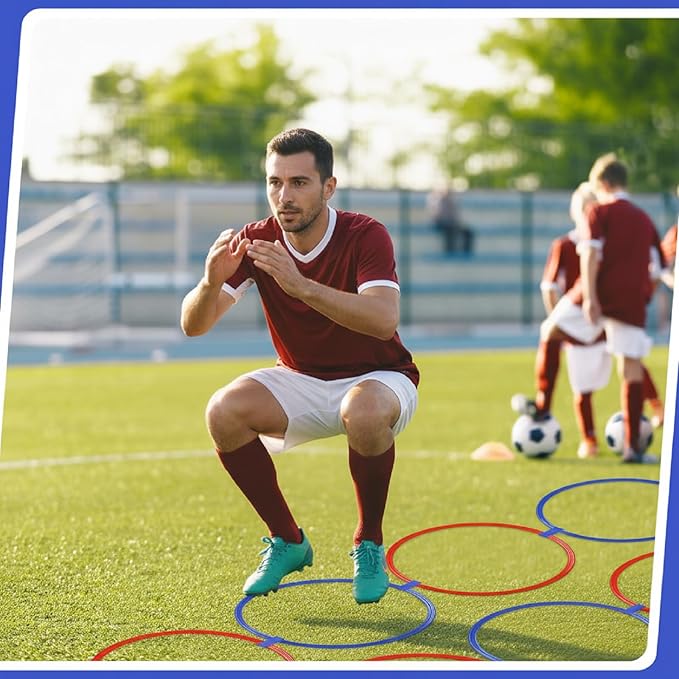 Shappy 50 Pcs Agility Rings with Storage Bags 15 Inch Agility Exercise Rings Training Hoops Plastic Speed Jumping Hoops for Gymnastics Sports Soccer Football Practice Games