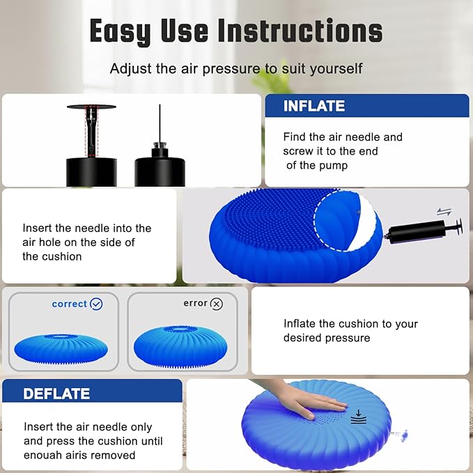 Wobble Cushion Core Balance Disc, Wiggle Seat for Sensory Kids to Stay Focused, Non-slip Balance Pads with Inflation Pump for Physical Therapy & Core Strength