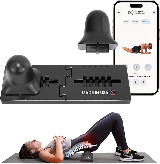 Thrival Ballhead - Fully Adjustable Psoas Muscle Release Tool for Hip Flexor, Back, Glute, Iliacus, and Neck Pain - Lower Back Pain Relief, Trigger Point and Myofascial Release Tool - Carbon Black