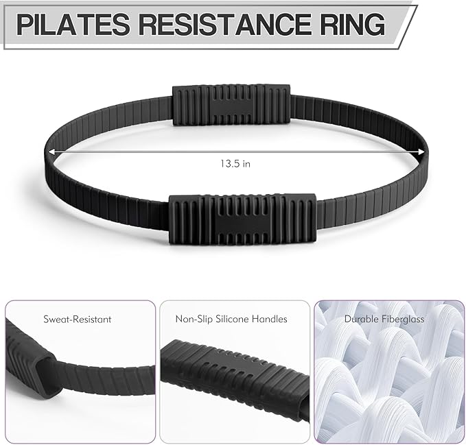 Pilates Kit, Pilates Ring and Ball Set with 5-Level Resistance Bands for Core Strength, Stretching, Toning & Full Body Home Workout Pilates Equipment