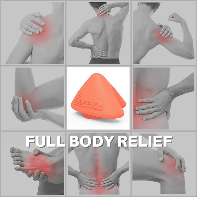 LEZER Large Trigger Massage Point, Manual Massage Ball, Hip Hook, Muscle Knot Release Tool, Deep Tissue Relief, Hip Flexor Iliacus Back Psoas Hand Foot Myofascial Physical Therapy, 3.5 inｘ3 in, Orange