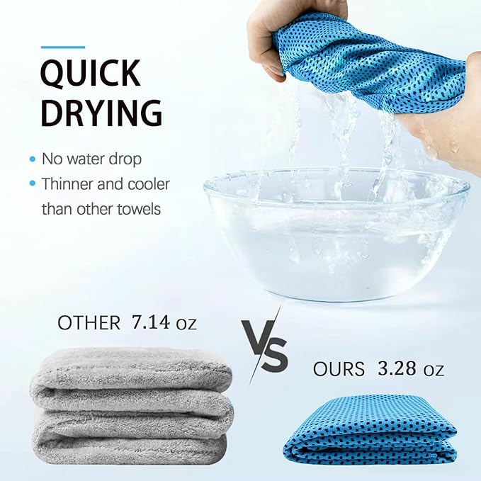 4 Packs Cooling Towel, 40" x 12" Microfiber Cooling Towels for Neck and Face, Soft Breathable Gym Towel for Working Out with Waterproof Bag & Carabiner, Sweat Towels for Travel, Yoga, Climb, Running
