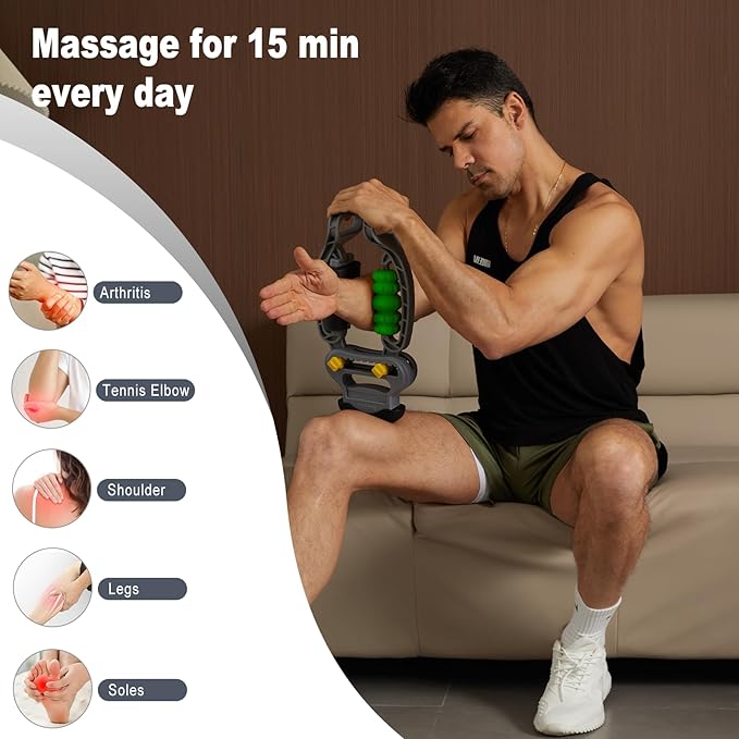 HOTWAVE Forearm Massager for Arm, Adjustable Foam Roller, Trigger Point Muscle Roller for Calves&Forearm, Wrist Massager, Tennis&Golfers Elbow Pain Release