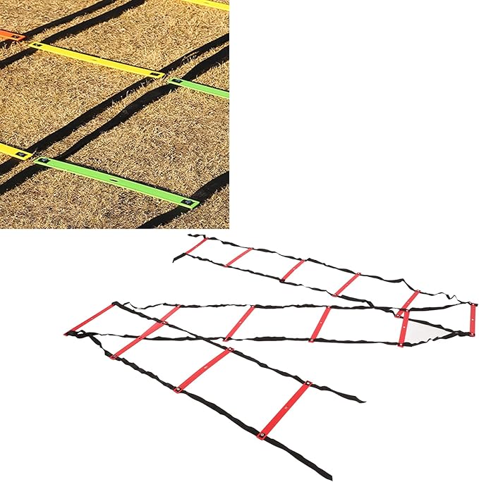 7M 14 Rung Fixed Agility Speed Ladder, Training Ladder for Soccer Football Fitness, Adjustable Length PP Agility Ladder with Non - Slip Rungs for Athletes and Coaches