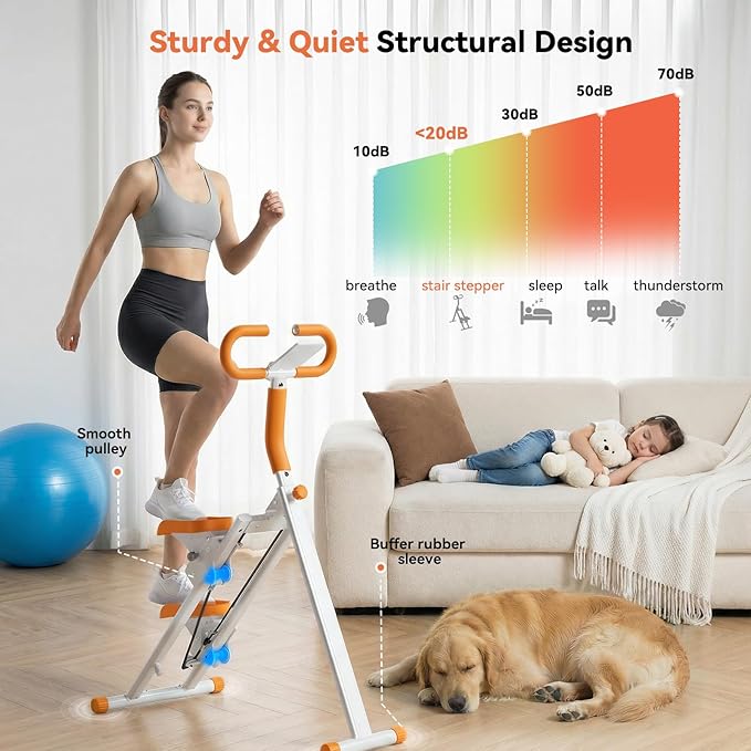 Stair Steppers for Exercise at Home, Folding Vertical Stair Stepper Climber, Full-Body Cardio Machine with Adjustable Handles, Steel Frame & Digital Monitor