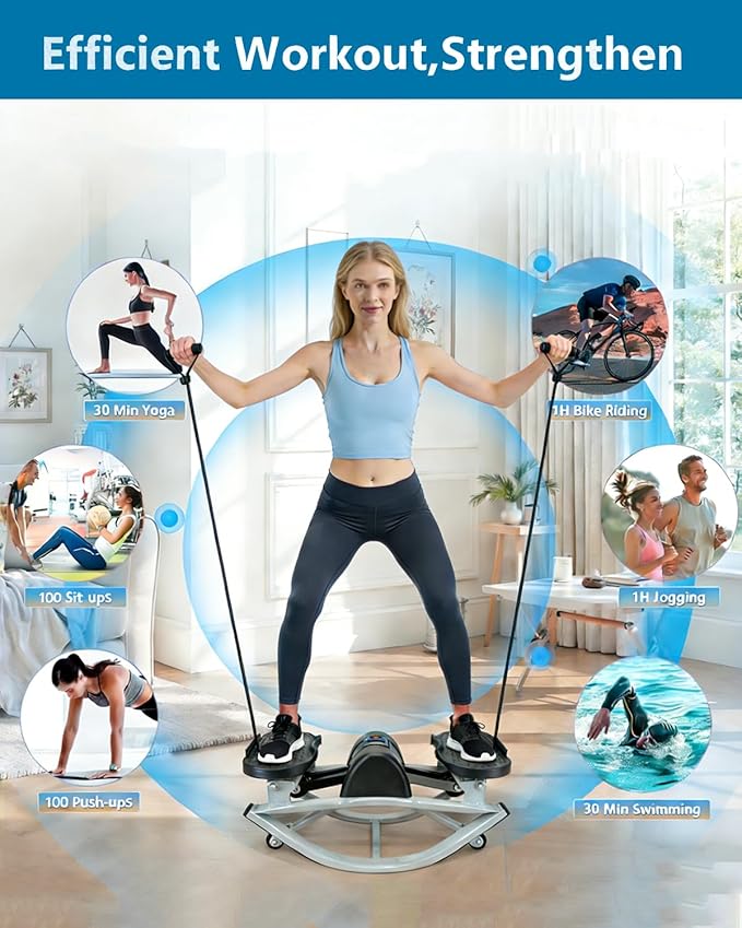 Lateral Rocking Fitness Stepper for Knees and Joints, Home Workout Machine, Portable Compact Side-to-Side Steppers for Legs, Glutes, Absz, Low-Impact Lateral Steppers