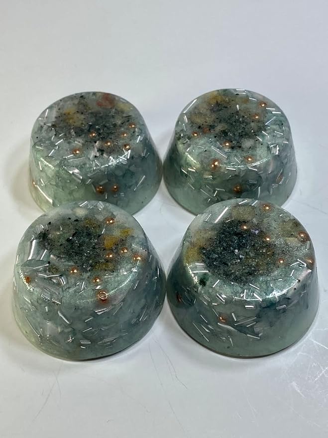 2 Pearl Green Small Tower Buster Crystal Orgone Generator Energy Accumulator 528Hz/7.83Hz/Advance Harmonics Many Beautiful Ingredients and Colors!! (Pearl Green)