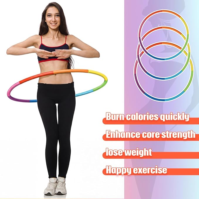 Exercise Fitness Hoop for Women 37 Inch Removable Adjustable Weighted Hoop Suitable for Adult Weight Loss and Home Fat Burning Exercise Workouts Gym