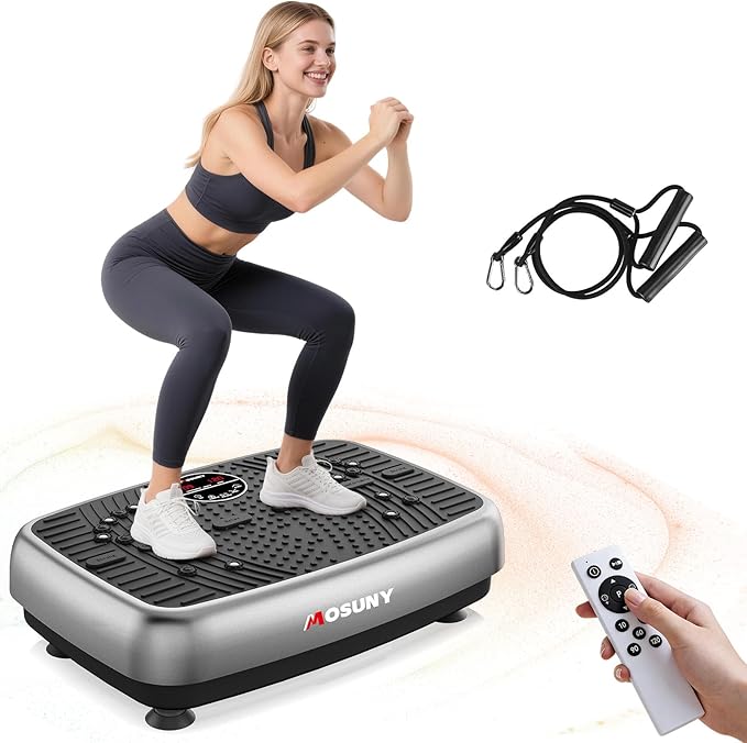 Vibration Plate Exercise Machine, EvoSpark Dual Motor Vibration Plate for Lymphatic Drainage, 450 Lbs Capacity Shake Fitness Platform