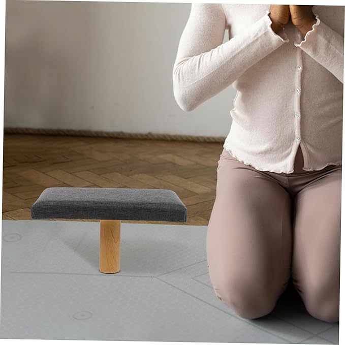 Mobestech Meditation Kneeling Bench Cushion Yoga Seat for Comfortable Seiza Position Grey Stool for Meditation Prayer and Balance Exercises