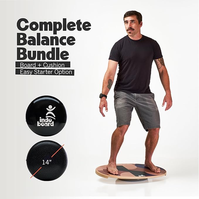 The Original Indo Board - Balance Board Trainer for Core Strength, Stability & Athletic Performance - Surfing, Skateboarding, Snowboarding, Yoga, Physical Therapy & More. Includes Board and Cushion - ROLLER NOT INCLUDED.