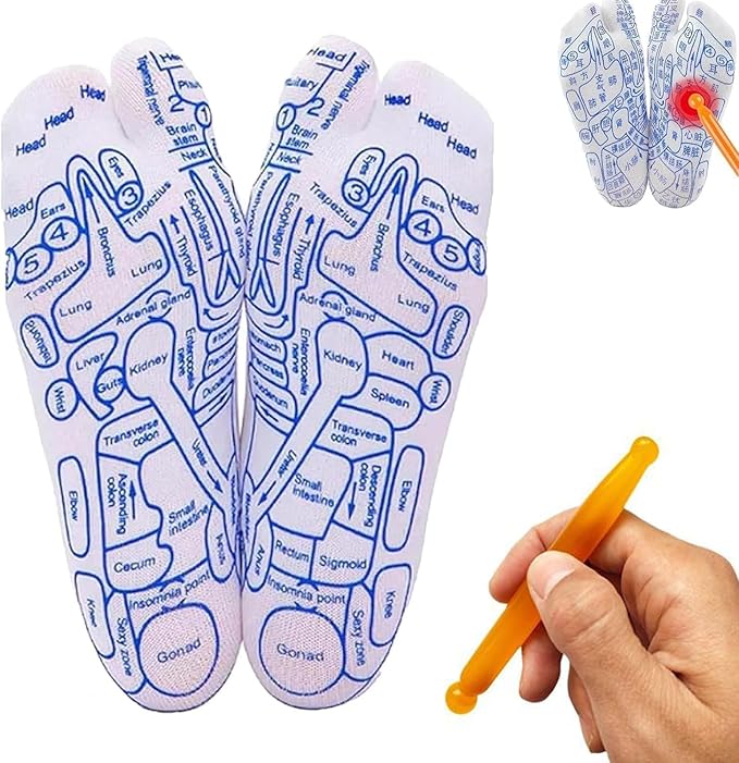 White Reflexology Socks Set,Reflexology Socks with Trigger Point Massage Tool, Acupoint Socks Set, Massage Tools and Equipment