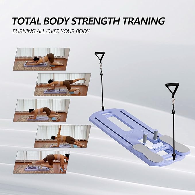 Pilates Equipment-Foldable Pilates Reformer Board at Home -5 in 1 Flo Portable Pilates for Women Workout Equipment (Purple)