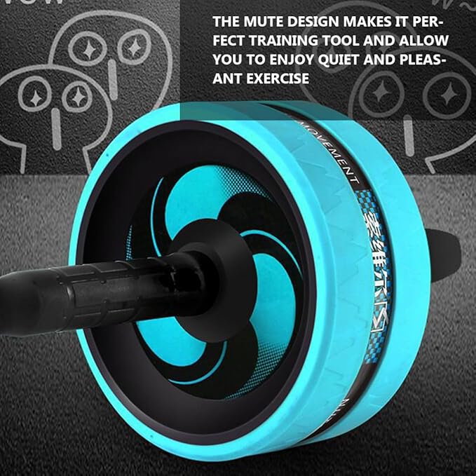 Ab Roller Wheel with Knee Pad and Jump Rope, Blue Silent Fitness Wheel for Home Abdominal Exercise and Core Strength Training