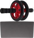 Red Silent Ab Roller Wheel with Knee Pad for Abdominal Exercise Equipment Core Workout Fitness Tool Home Gym Accessories for Men and Women Indoor Outdoor Training