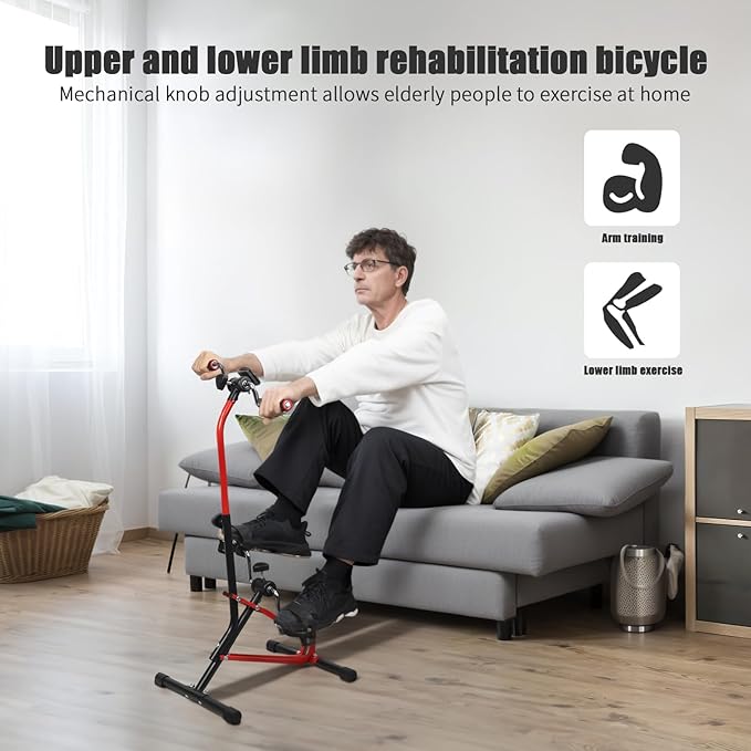 Pedal Exerciser Bike Rehabilitation Trainer for Seniors, Hand Arm Leg Knee Peddler, Adjustable Home Pedal Exercise Bike for Upper & Lower Limb, Total Body Fitness Equipment