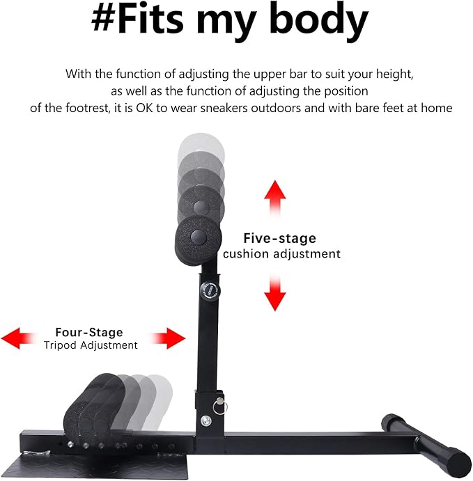 INNOLIFE Sissy Squat Machine Adjustable Height, Protective Foam Thick Steel Fitness Home Gym