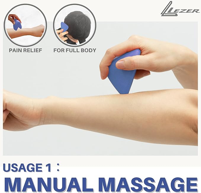 LEZER Large Trigger Massage Point, Manual Massage Ball, Hip Hook, Muscle Knot Release Tool, Deep Tissue Relief, Hip Flexor Iliacus Back Psoas Hand Foot Myofascial Physical Therapy, 3.5 inｘ3 in, Blue