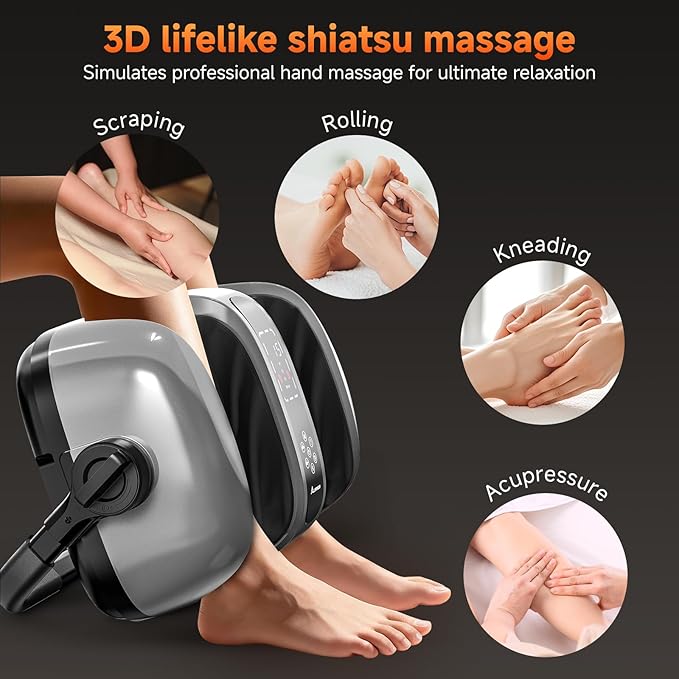 2026 Upgraded Foot Massager with Heat - Shiatsu Deep Kneading Machine for Plantar Fasciitis, Neuropathy & Circulation - 5 Intensities, 4 Modes - Ideal Gifts for Women & Men