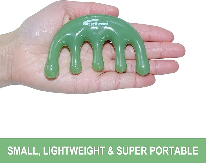 Scalp Massage Tool Head Massager. Resin Massage Comb Gua Sha Fascial Tools for Scalp Care Hair Growth Stress Relax Headaches Meridian Acupoint Treatment Trigger Point Therapy. (Green)