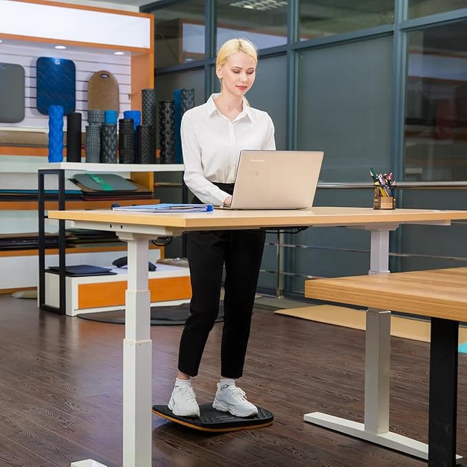 Standing Desk Anti fatigue Balance Board standing desk mat wobble board Rocker Board Comfort Mat for Office (Large Size)