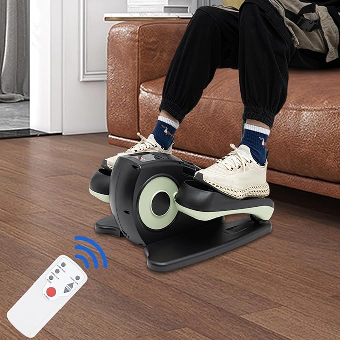 Under Desk Elliptical Machine, 55.12lbs Electric Seated Pedal Exerciser w/Remote Control & Display Monitor, Foot & Leg Pedal Exerciser 5 Gears Speeds Adjustable for Home Office