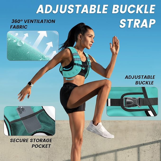 Weighted Vest Woman, 6/8/12/16/20/25/30 Lb Unisex Reflective Strength Training Weight Vest For Running, Jogging, Cardio & Workouts